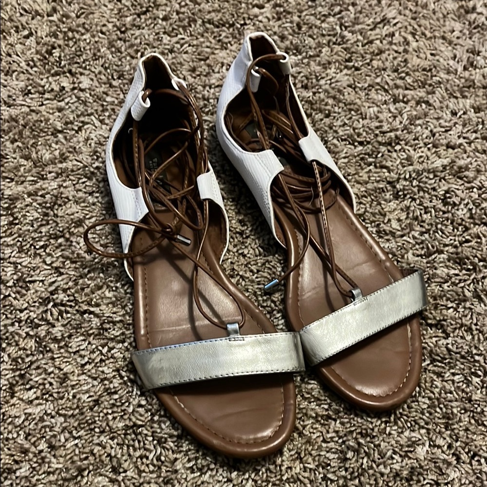 White House black market lace up sandals
